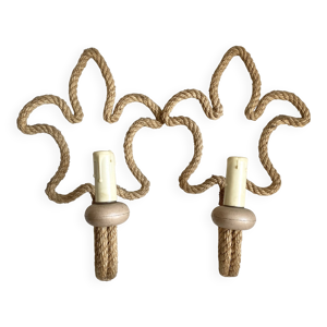 Paire de lampe d'appliques - corde