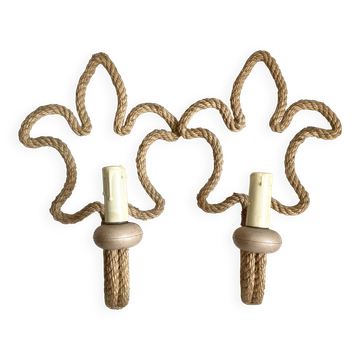 Pair of wall lamps in rope audoux minet