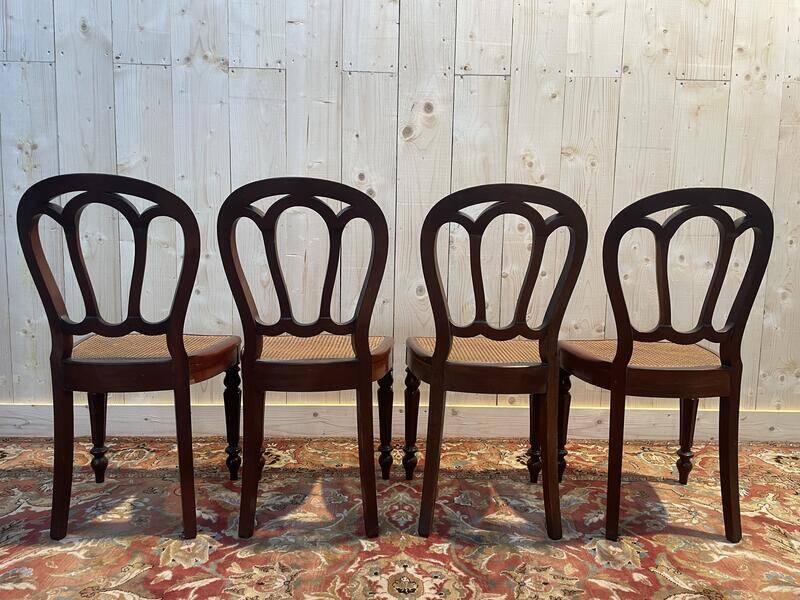 Set of 4 Louis Philippe caned chairs