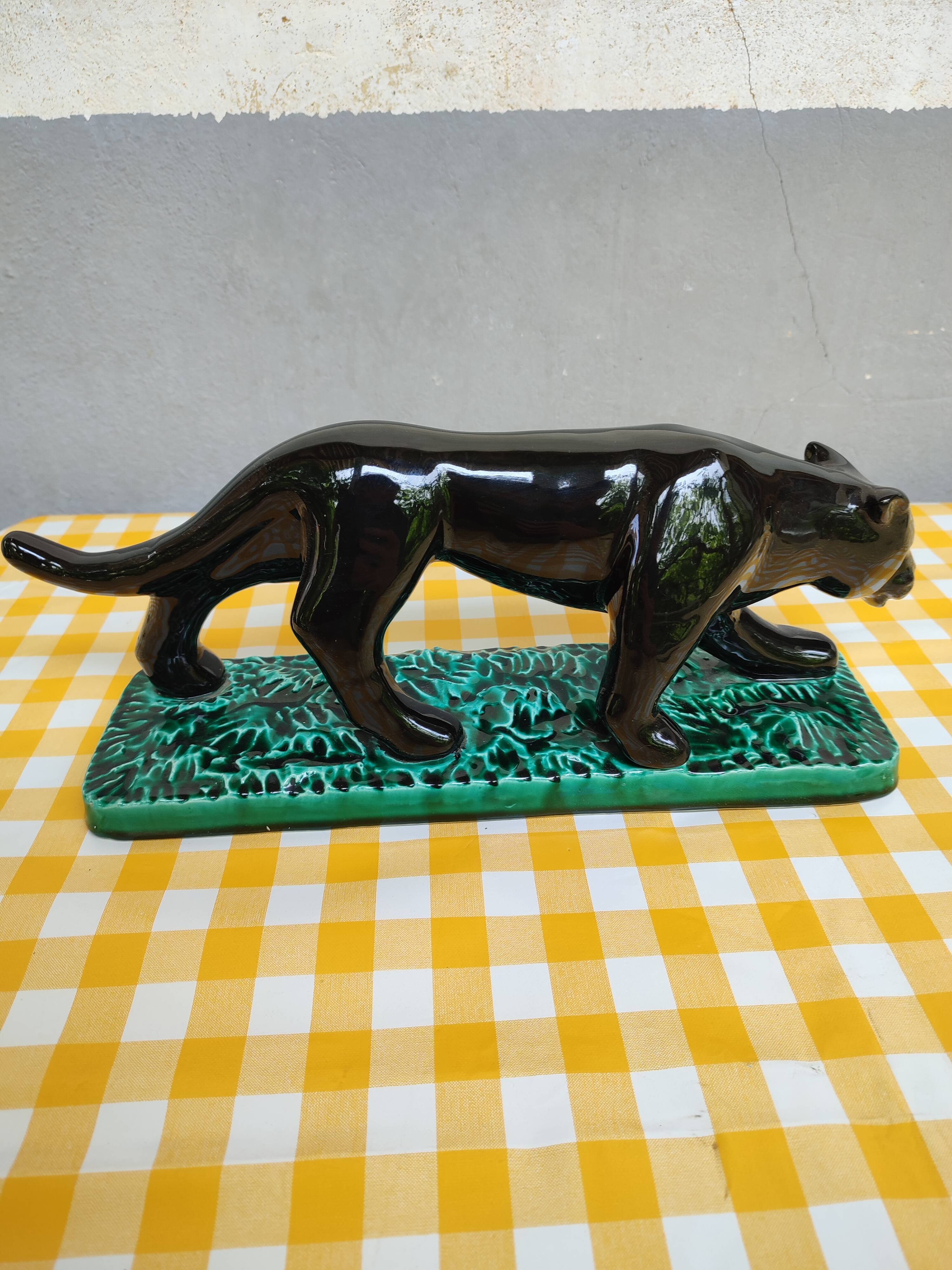 Black panther in ceramic Vallauris