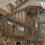 French Watercolor by Henri Boitiat (1866 1944).