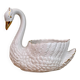 Cache pot cygne vintage en céramique blanche et dorée