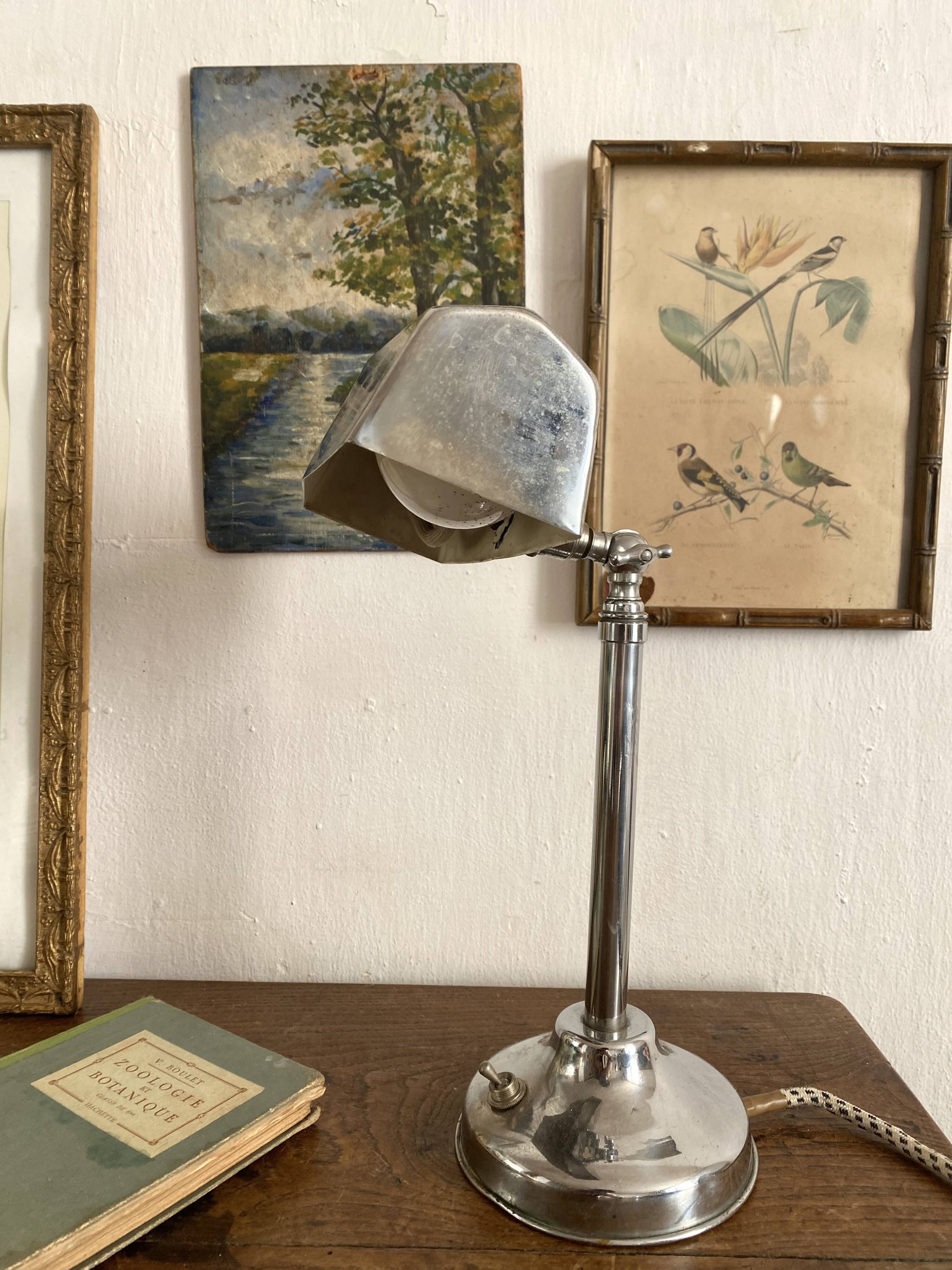 Art Deco industrial style chrome desk lamp – workshop lamp