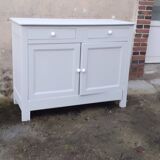 Buffet parisien 2 portes 2 tiroirs gris sarrazin chêne massif