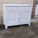 Parisian sideboard 2 doors 2 drawers buckwheat gray solid oak