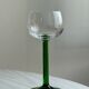 8 Alsatian stemmed glasses, transparent glass and green stems.