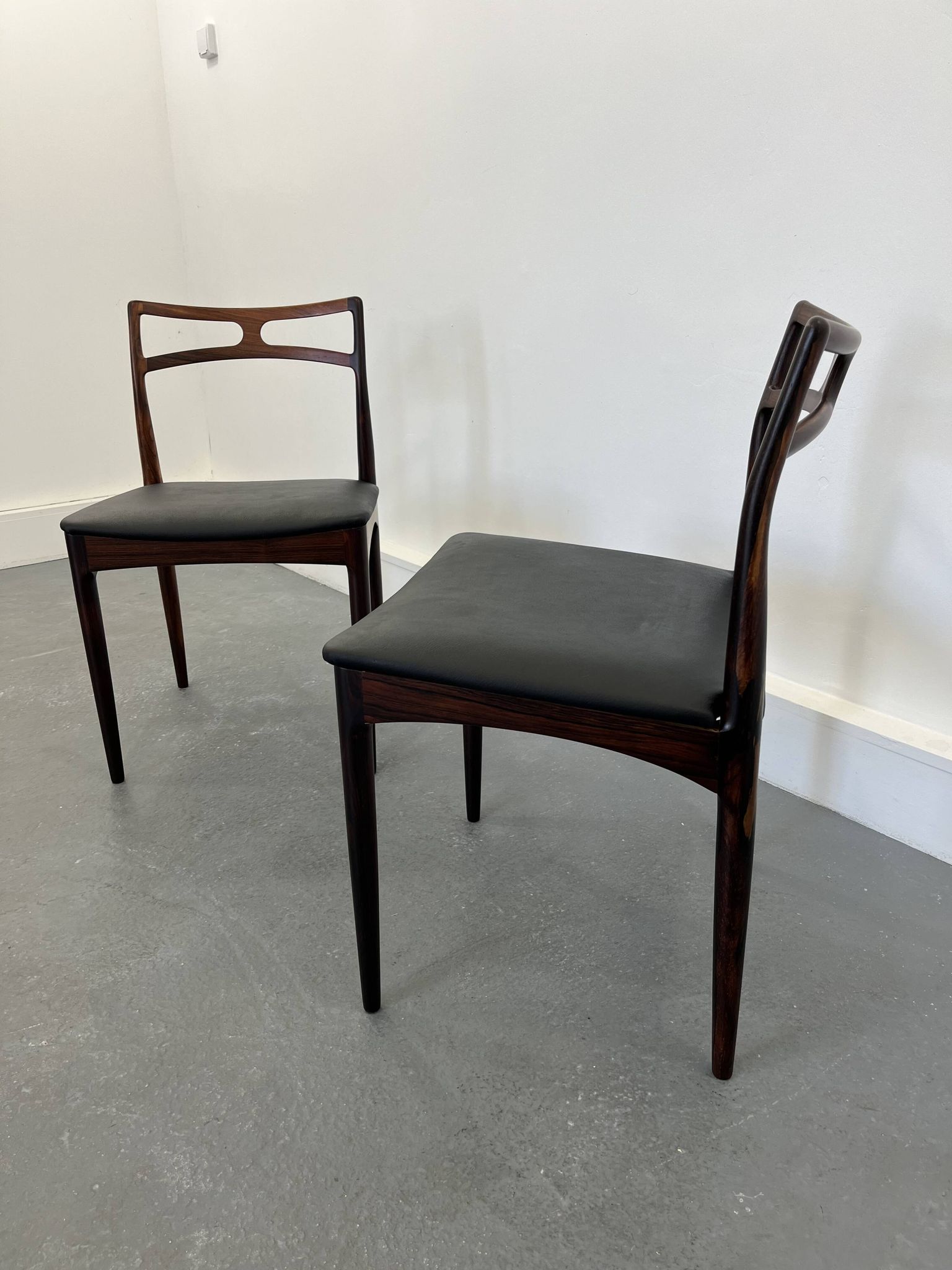 Chaises d'appoint danoises modèle 94 en palissandre et cuir par J.Andersen pour Christian Linneberg, années 1960,