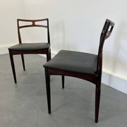 Chaises d'appoint danoises modèle 94 en palissandre et cuir par J.Andersen pour Christian Linneberg, années 1960,