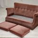 1970s, Danish 2-seater sofa, salmon pink furniture velour, beech wood.