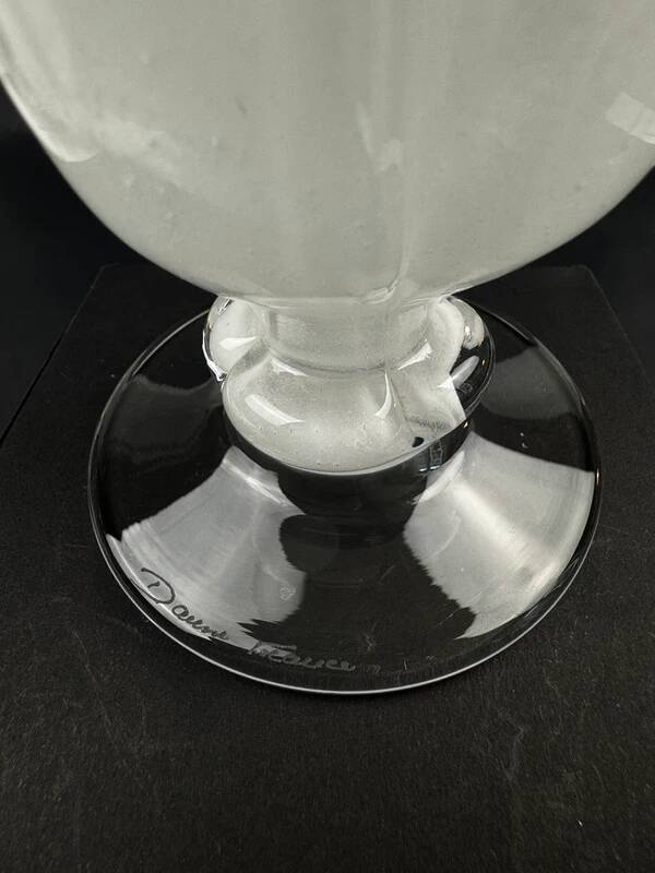 Daum France candle holder in frosted crystal and chrome-plated metal frame, height 15 cm