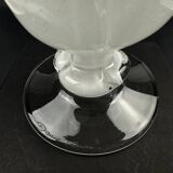 Daum France candle holder in frosted crystal and chrome-plated metal frame, height 15 cm