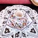 Handcrafted enameled ceramic candle holder signed vintage Rouen style decor