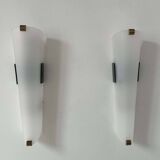 Pair of vintage brass and perspex wall lights, France 1960
