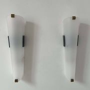 Pair of vintage brass and perspex wall lights, France 1960