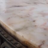 Round coffee table in wrought iron and on marble
