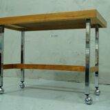 Mid-century teak and chrome mobile table, 1970