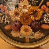 Vintage round frame dried flowers