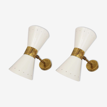 Pair of Italian wall lamps Diabolo design 1950s