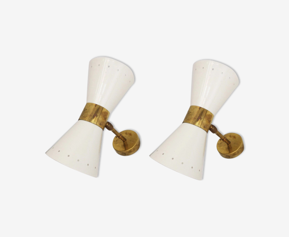 Paire d'appliques italiennes Diabolo design années 1950