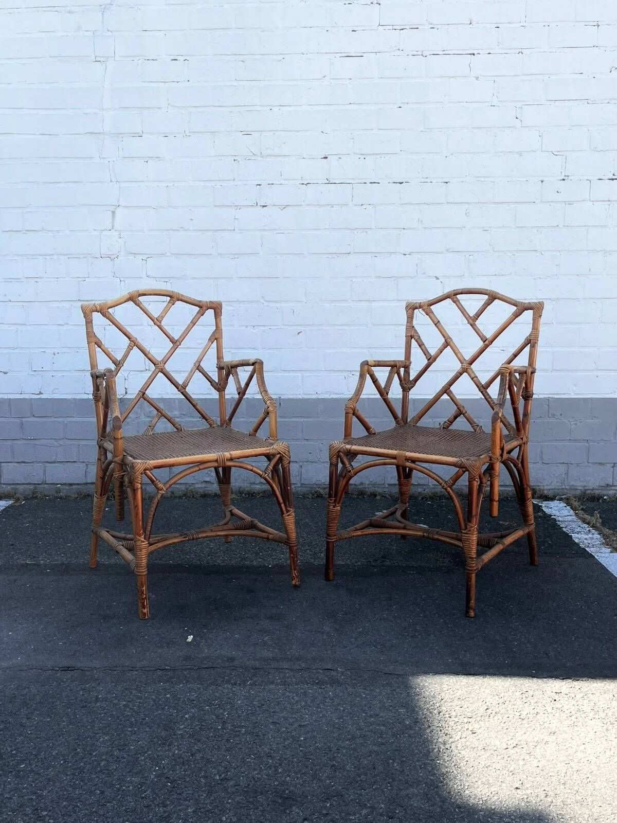 Vintage bamboo dining set in Chippendale style, Italy, year