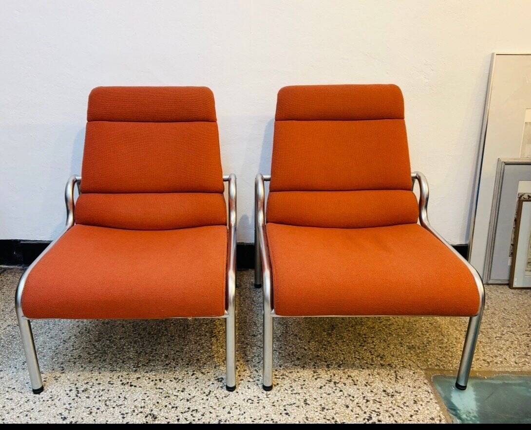 Chaises longues en métal et laine par Martin Stoll, années 1980, ensemble de 2