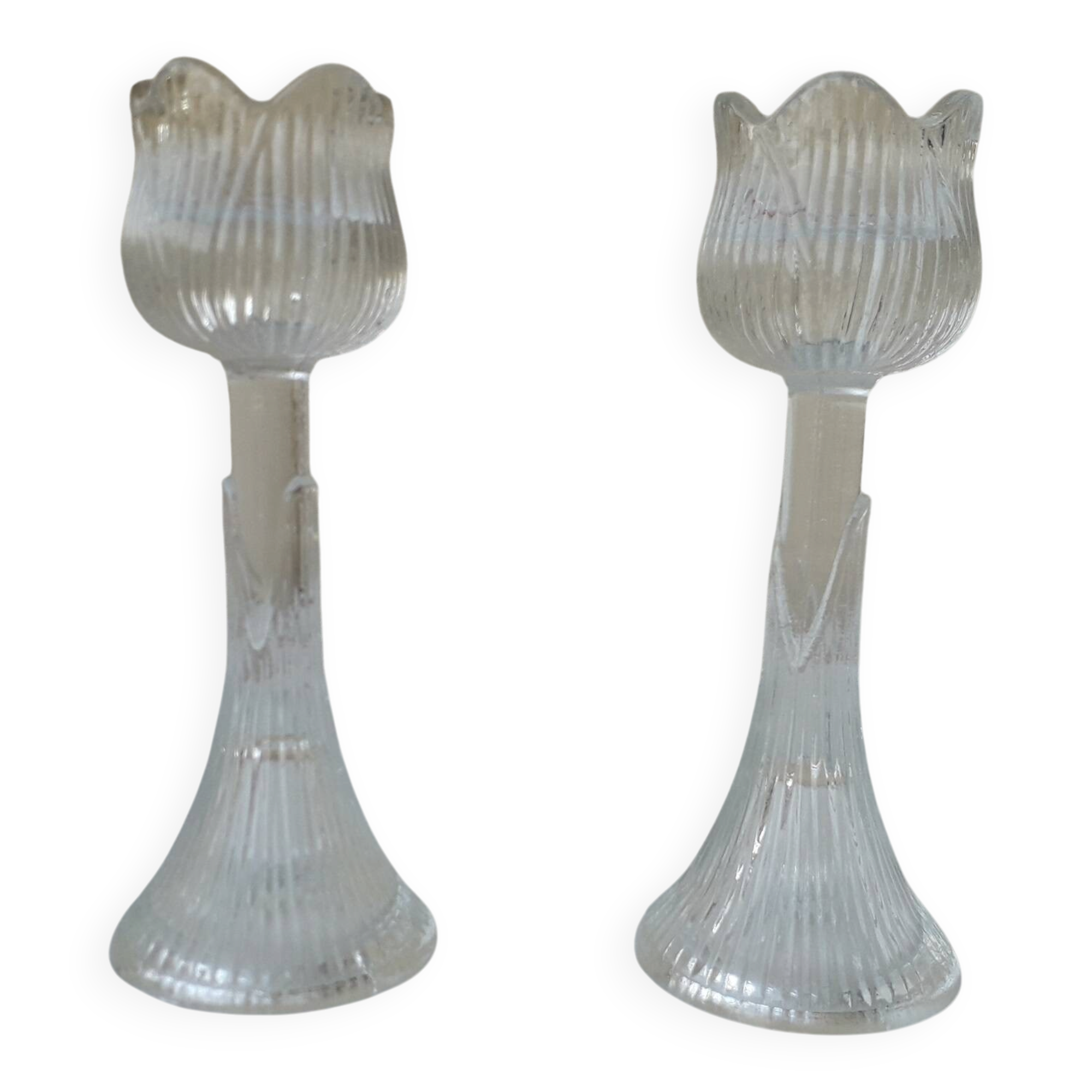 Pair of glass candlesticks