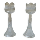 Pair of glass candlesticks
