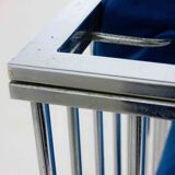 Set of four Italian modernist chrome chairs with royal blue velvet, 1970s