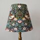 William Morris style lampshade, birds, strawberries, flowers.