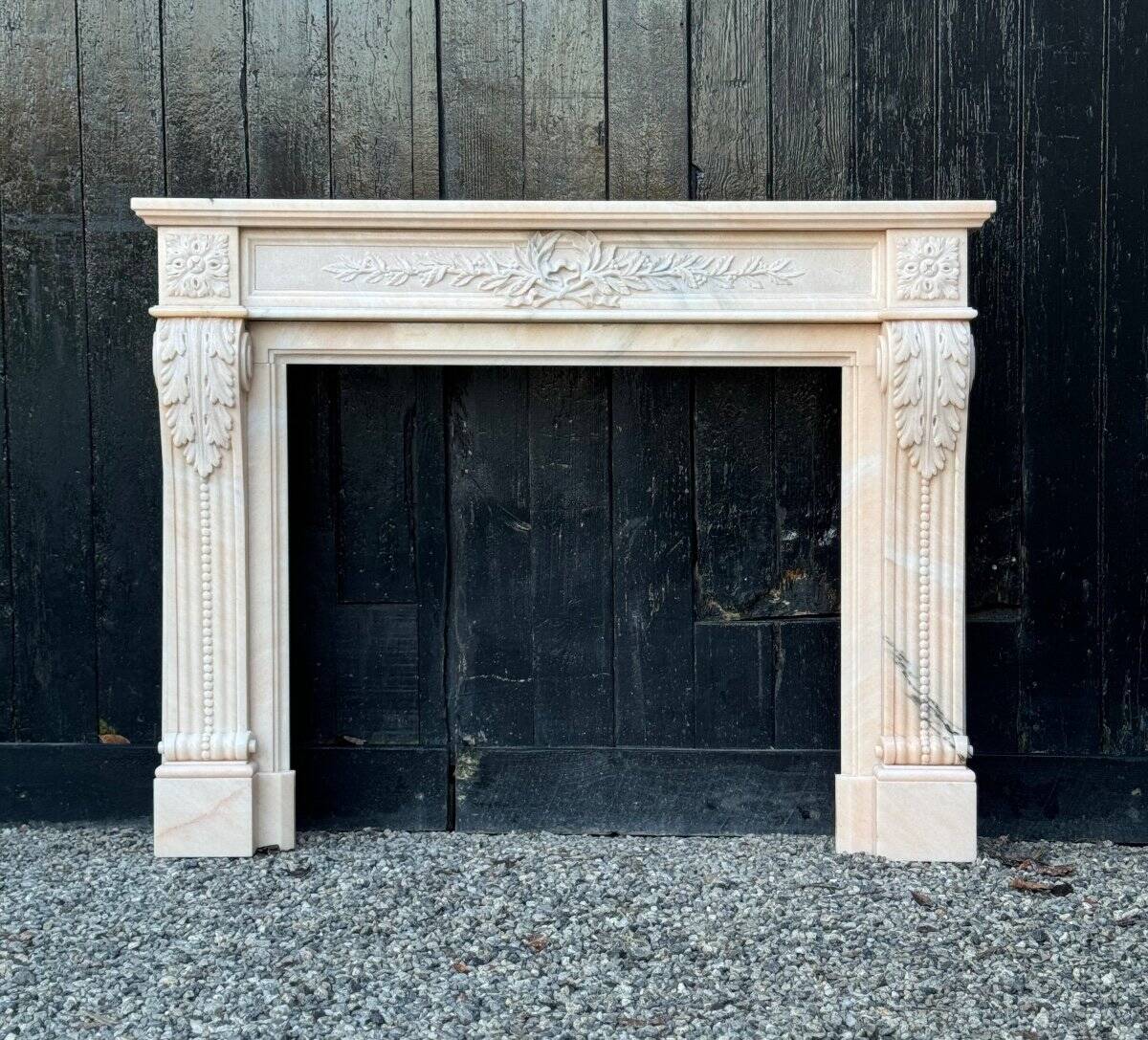 Louis XVI Style Fireplace in Pink Marble Circa 1980