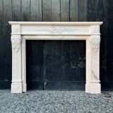 Louis XVI Style Fireplace in Pink Marble Circa 1980