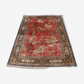 Tapis persan fait main en soie Ghoum  216 x 139 cm