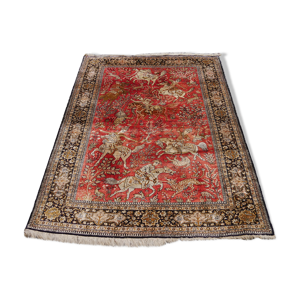 tapis persan fait main en soie Ghoum  216 x 139 cm