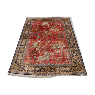 Tapis persan fait main en soie Ghoum  216 x 139 cm