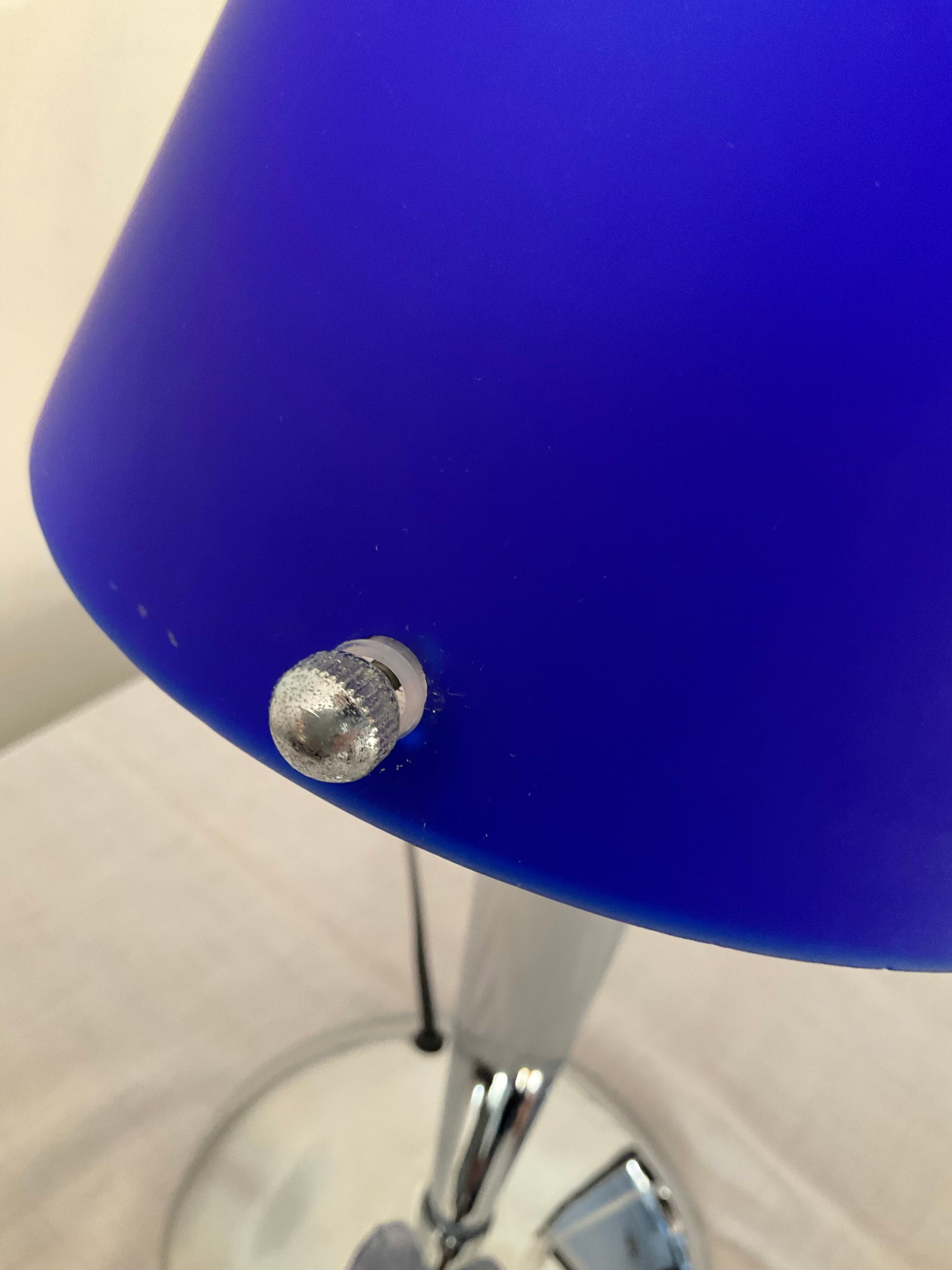 Design lamp in chromed metal and glass paste