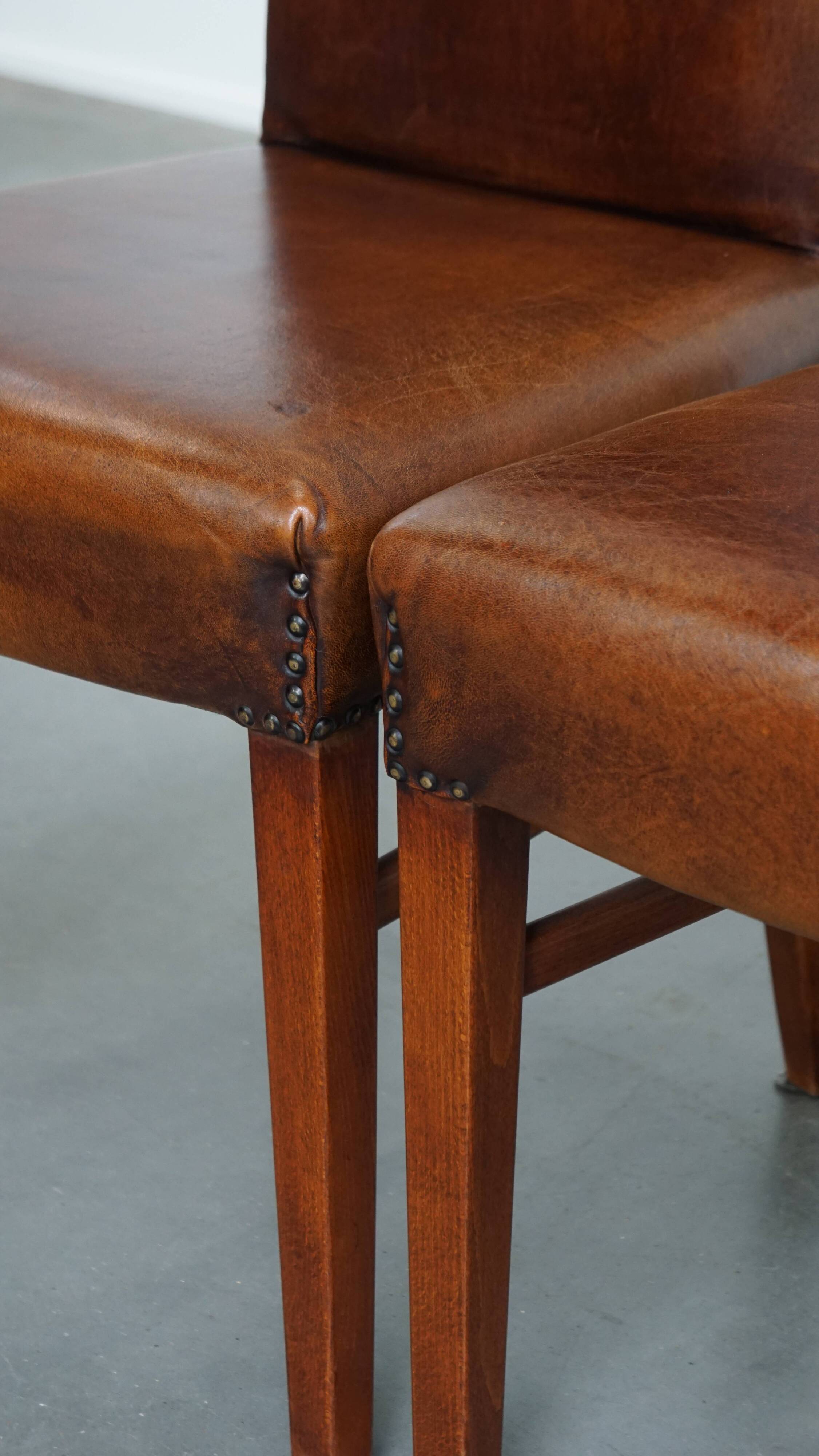 Set of 6 Dining Chairs in Sheepskin Leather