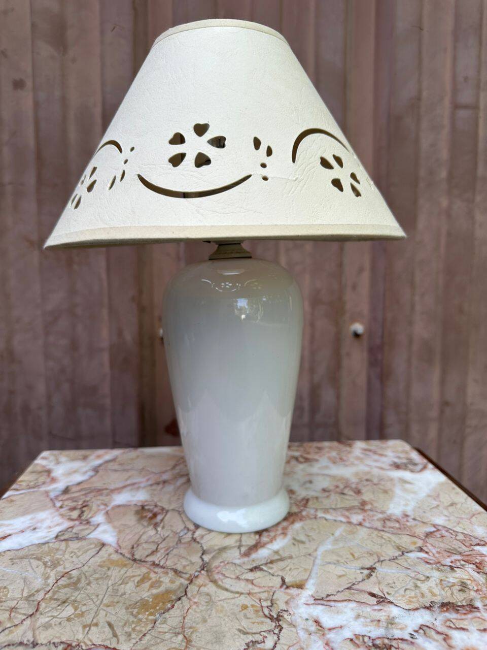 Vintage white ceramic table lamp