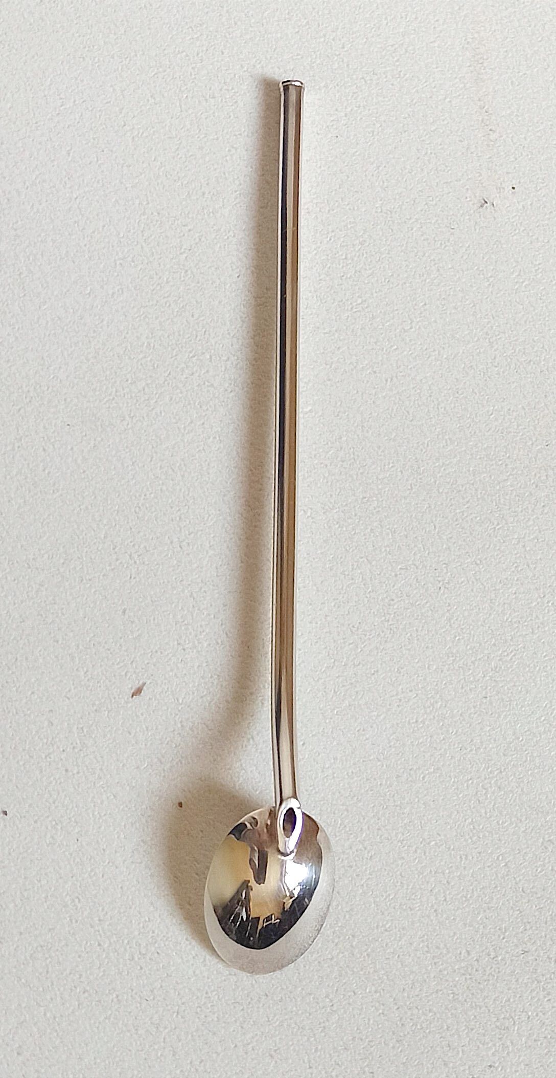 Box of 8 spoons silver metal cocktail straw 30s