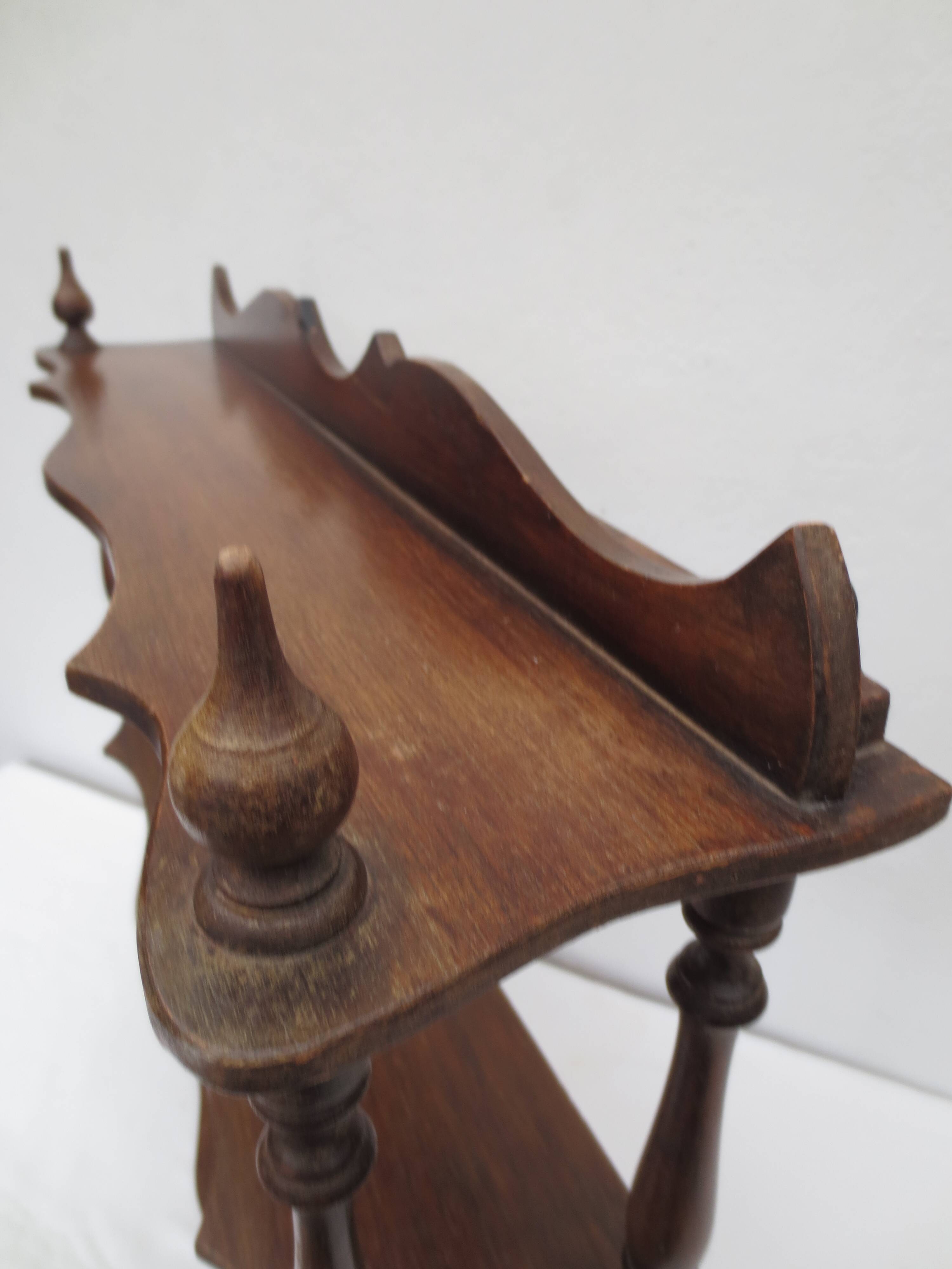 Old turned wood shelf, walnut color