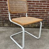 Cesca chair b32 model in white and wood by Marcel Breuer