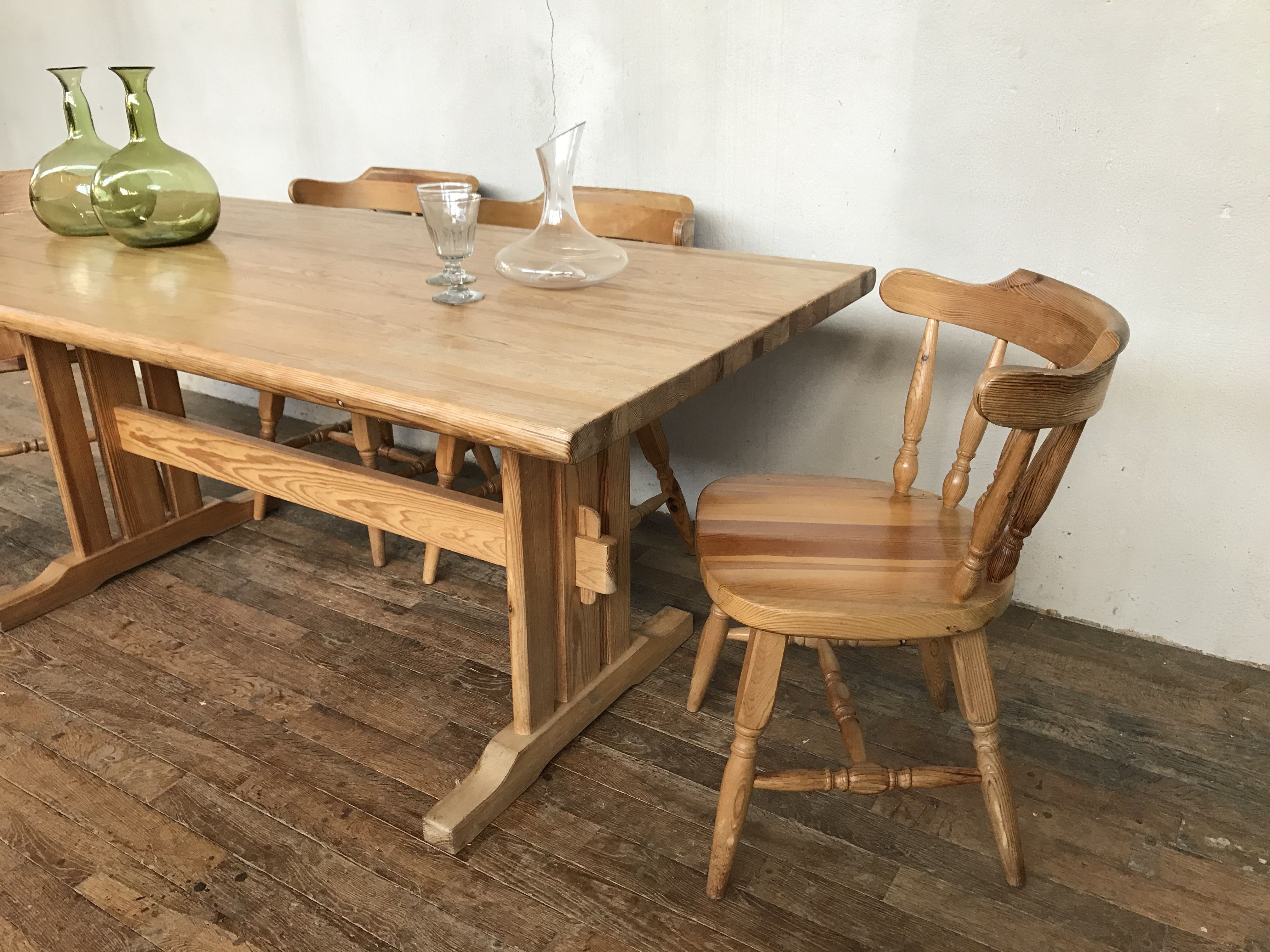 Set table and chairs pine 1950/1960