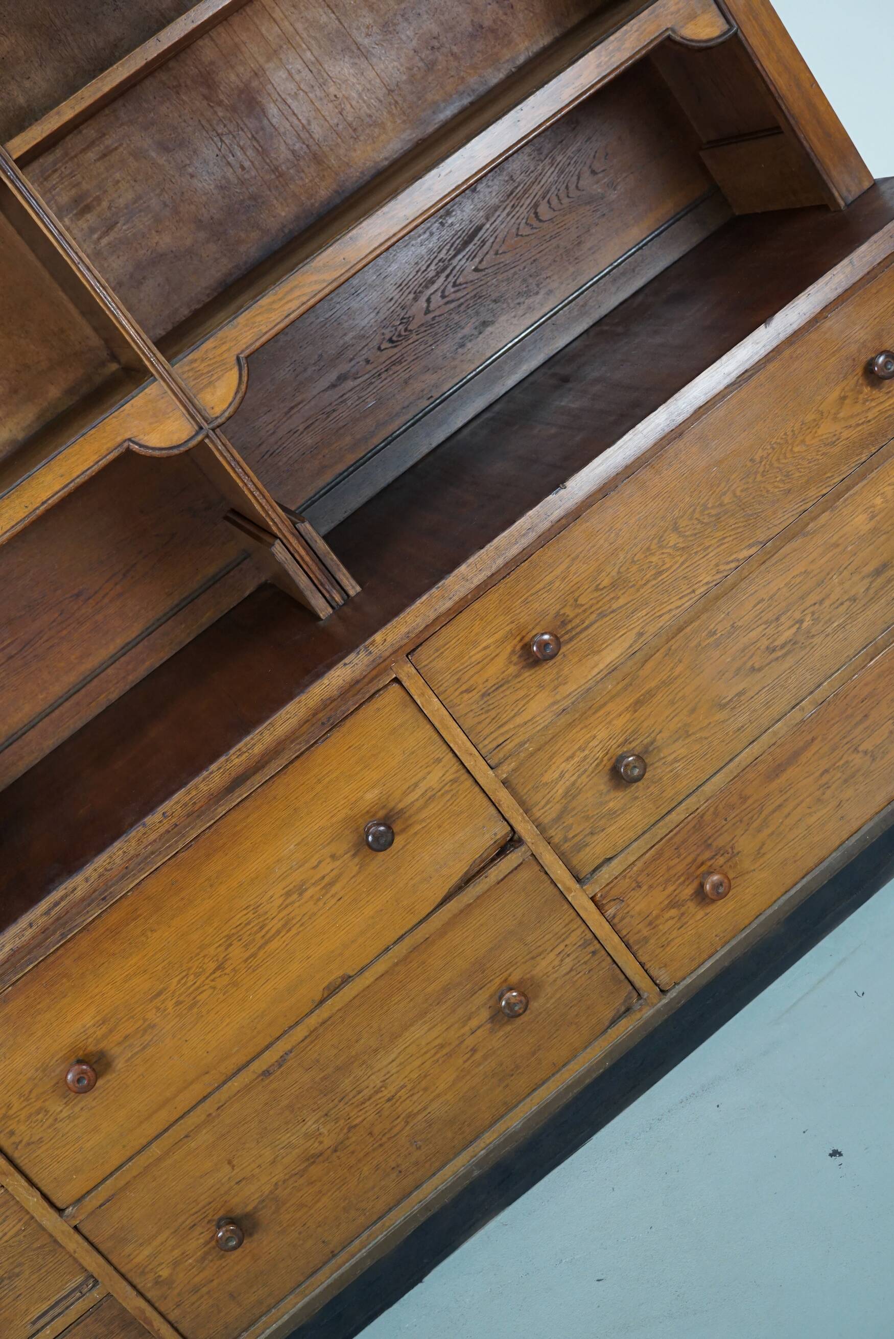 Large Antique Art Deco German Oak Chocolate Shop Cabinet, 1920s