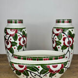 Art Deco - Lunéville mantelpiece set with vases and planter