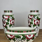 Art Deco - Lunéville mantelpiece set with vases and planter