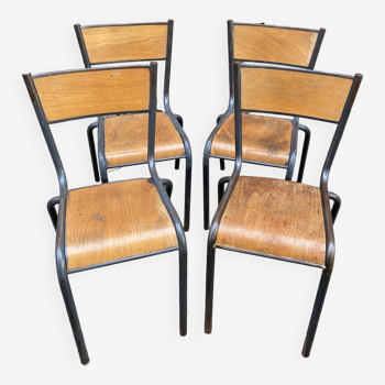 set of 4 industrial school chairs vintage school communities French School chairs Mullca