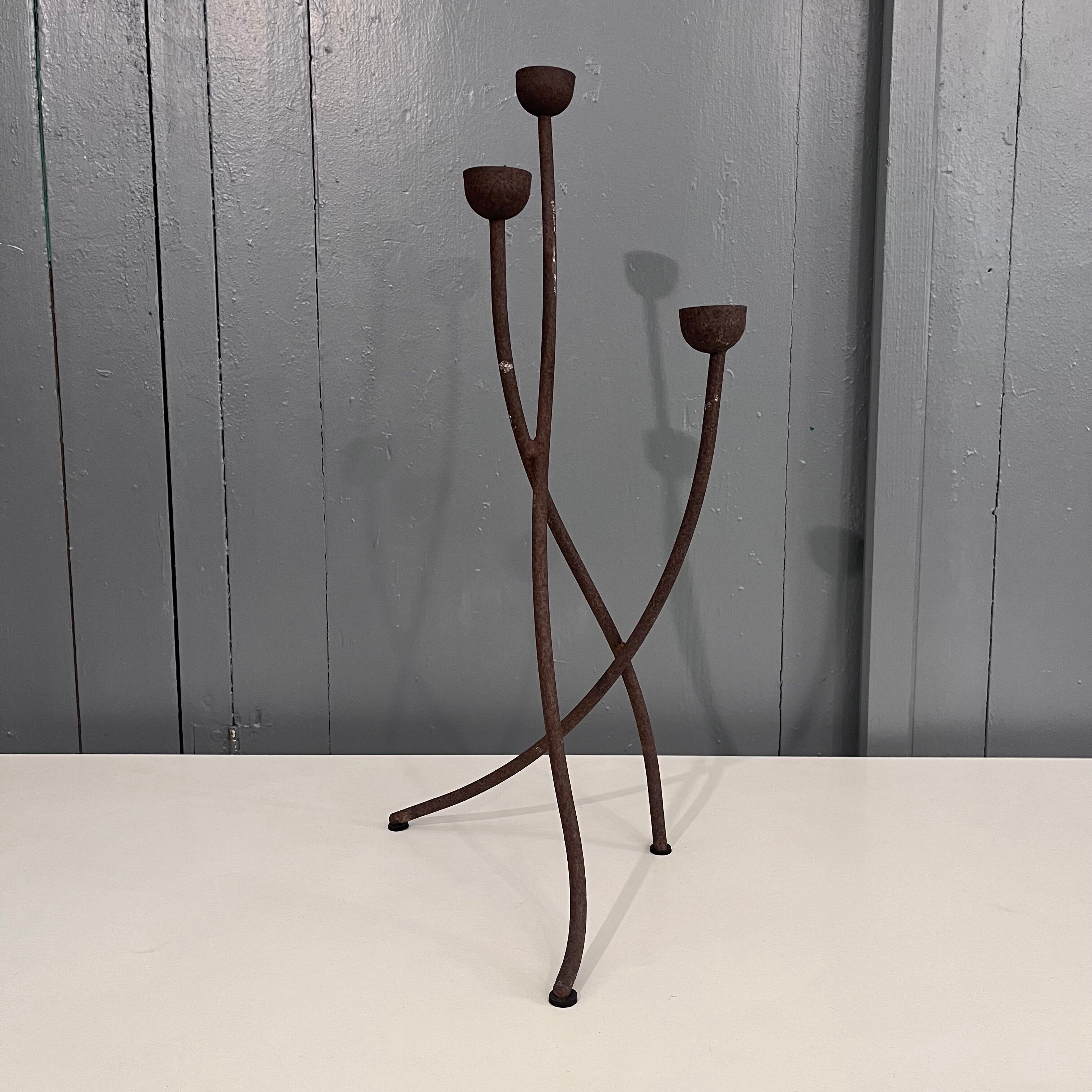 Brutalist tripod candle holder 1960
