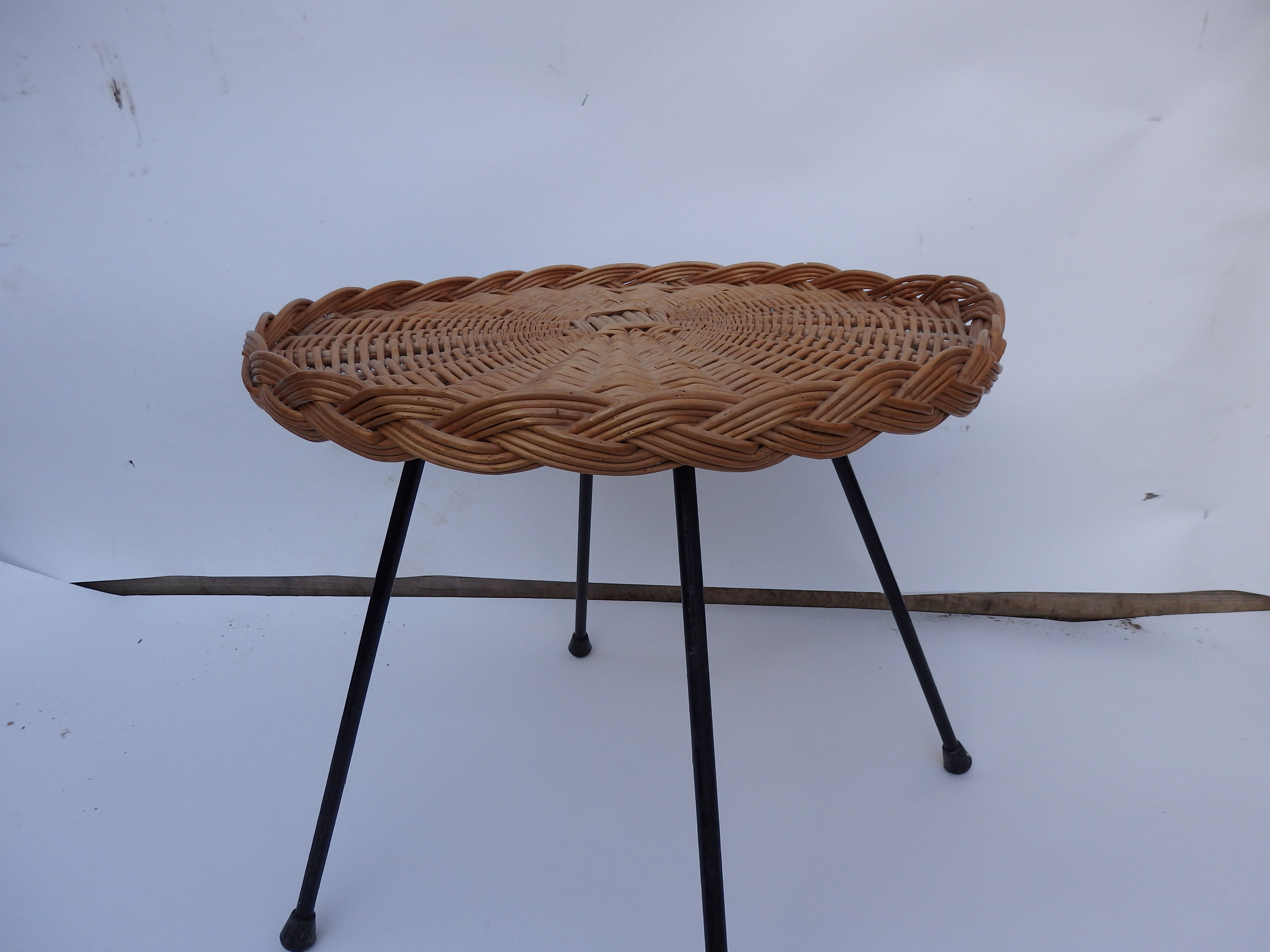 Vintage wicker rattan coffee table