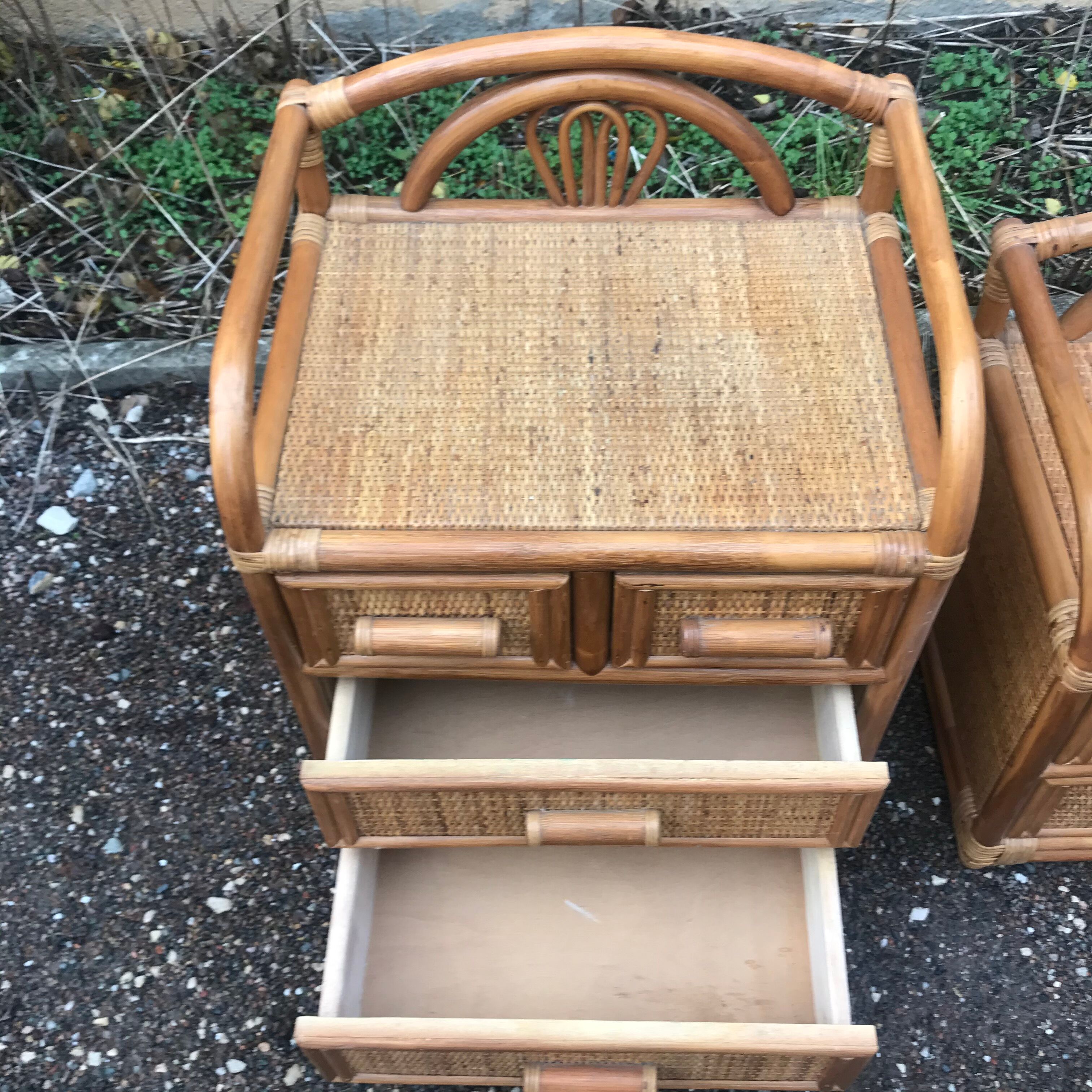 Rattan bamboo bedsides