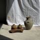 Small round ancient vase in engraved terracotta, Indonesian polychromy H10 D1