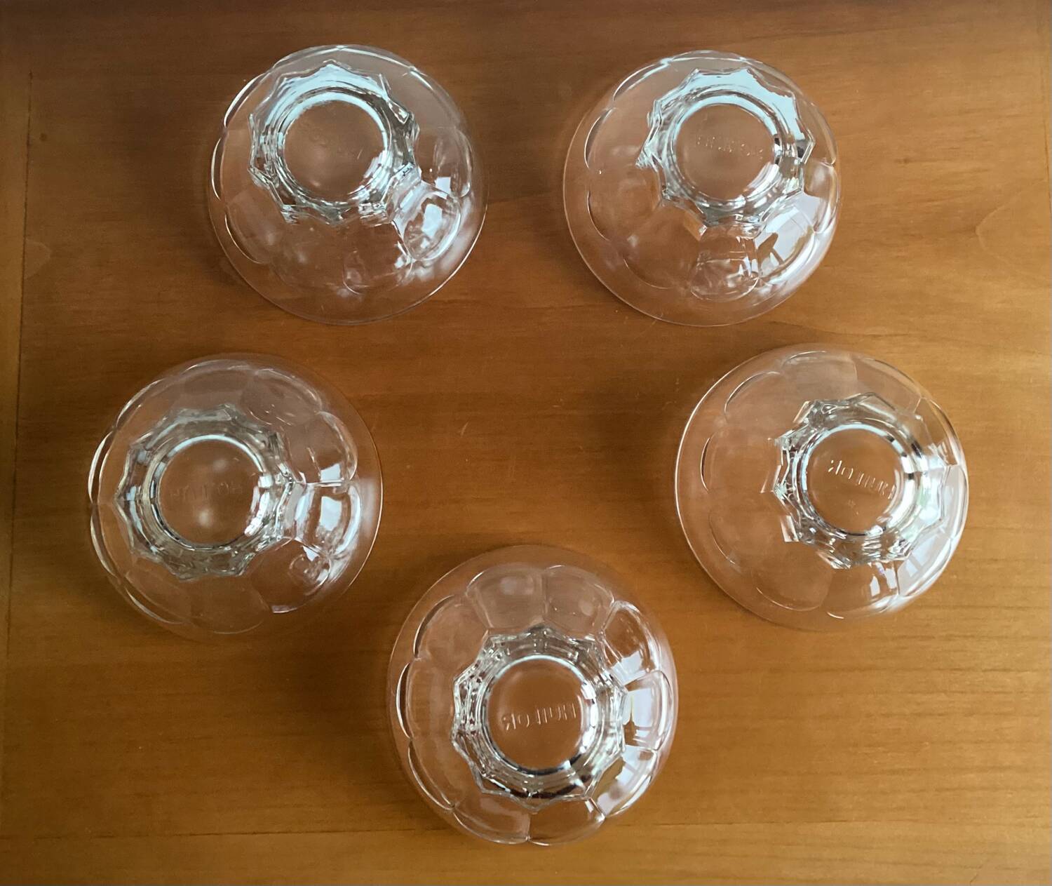 Set of 5 transparent glass cups - vintage